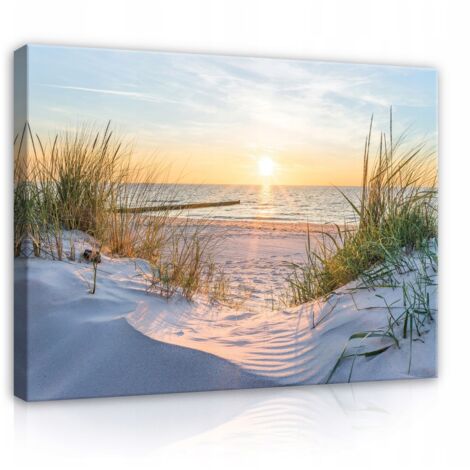 tableau mer plage 3d sur toile pour salon 60x40