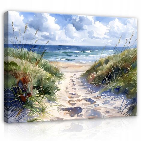 tableau mer plage comme peint sur toile mur chambre salon 120x80