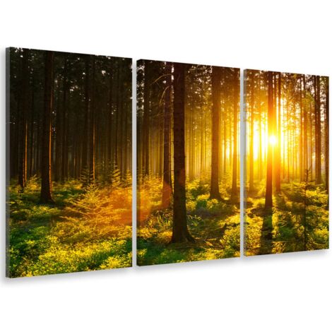 Tableau moderne, Tableau paysage fougère et pinede, 90x60cm
