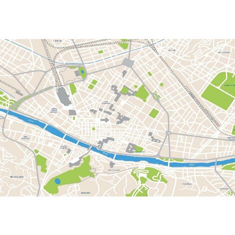 Tableau Monde - Map Florence - Ville - pour Sejour, Chambre, Bureau - Multicolore en Coton, bois, 100 x 2 x 70 cm