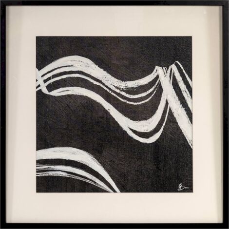 Tableau mural abstrait noir et blanc style moderne - Noir profond et blanc contrasté