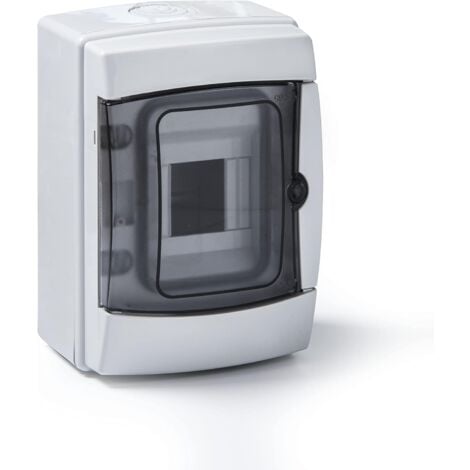 Tableau mural complet avec barre DIN grise IP65 4 modules Rosi RS3904-T