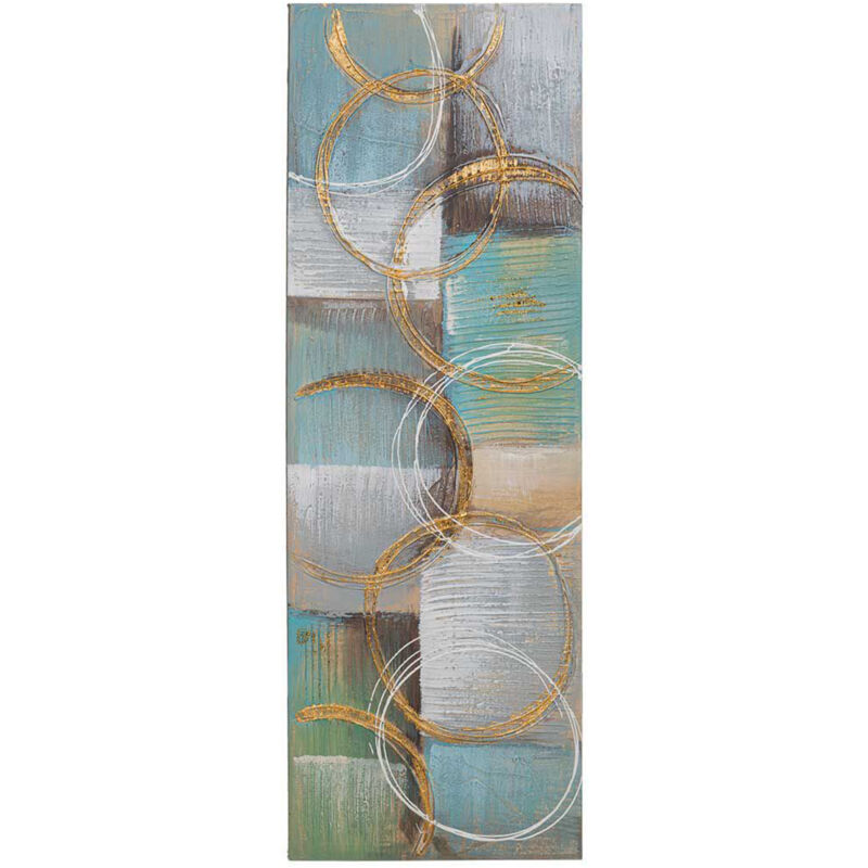 Tableau mural, décoration murale avec relief bleu , peinture à la main multicolore - Longueur 30 x Profondeur 3 x Hauteur 90 cm