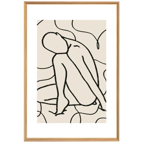 Tableau mural encadré silhouette 65x97 cm - Tableau Mural Décoratif - Image Encadrée Imprimée en HD - Impression 65x97 cm sur Fibres de Bois FSC - Finition Mate - Fabriqué en France - Beige