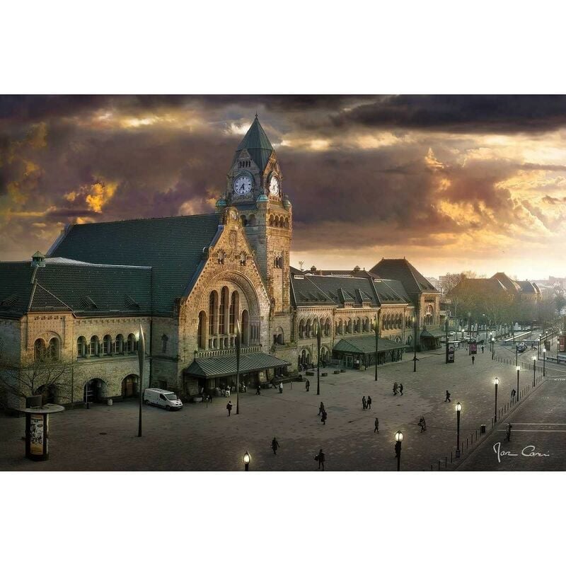 Ceanothe - Tableau sur toile gare ferroviaire de Metz 45x65 cm - Impression sur Toile Murale Décorative - Image imprimée en hd sur Toile - Toile sur