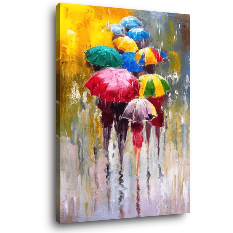 Tableau sur toile parapluie 100x140 cm - Impression sur Toile Murale Décorative - Image imprimée en HD sur Toile - Toile sur Châssis en Bois FSC