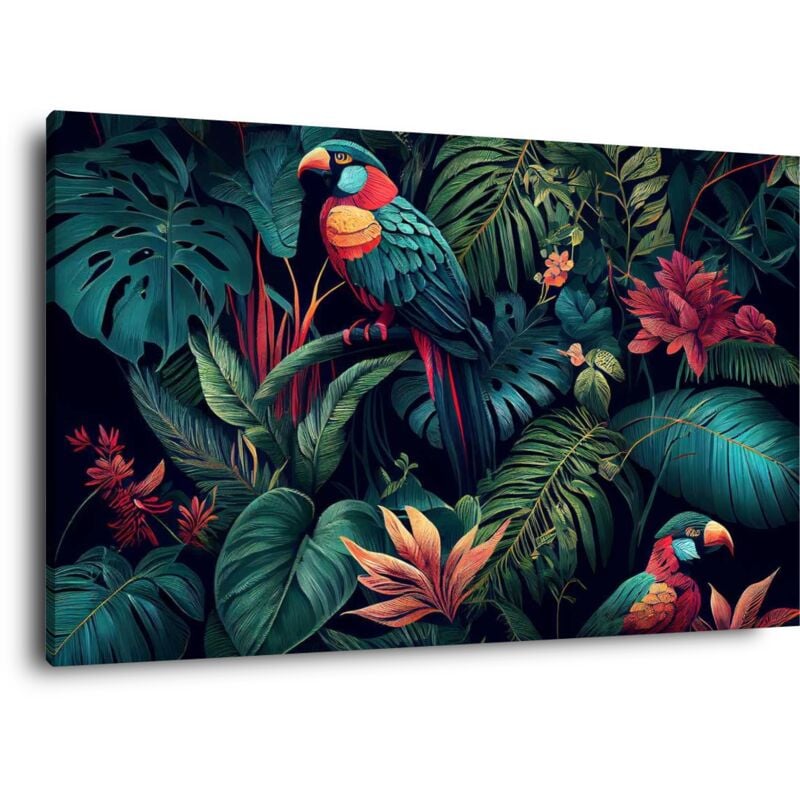 Ceanothe - Tableau sur toile perroquets 45x65 cm - Impression sur Toile Murale Décorative - Image imprimée en hd sur Toile - Toile sur Châssis en