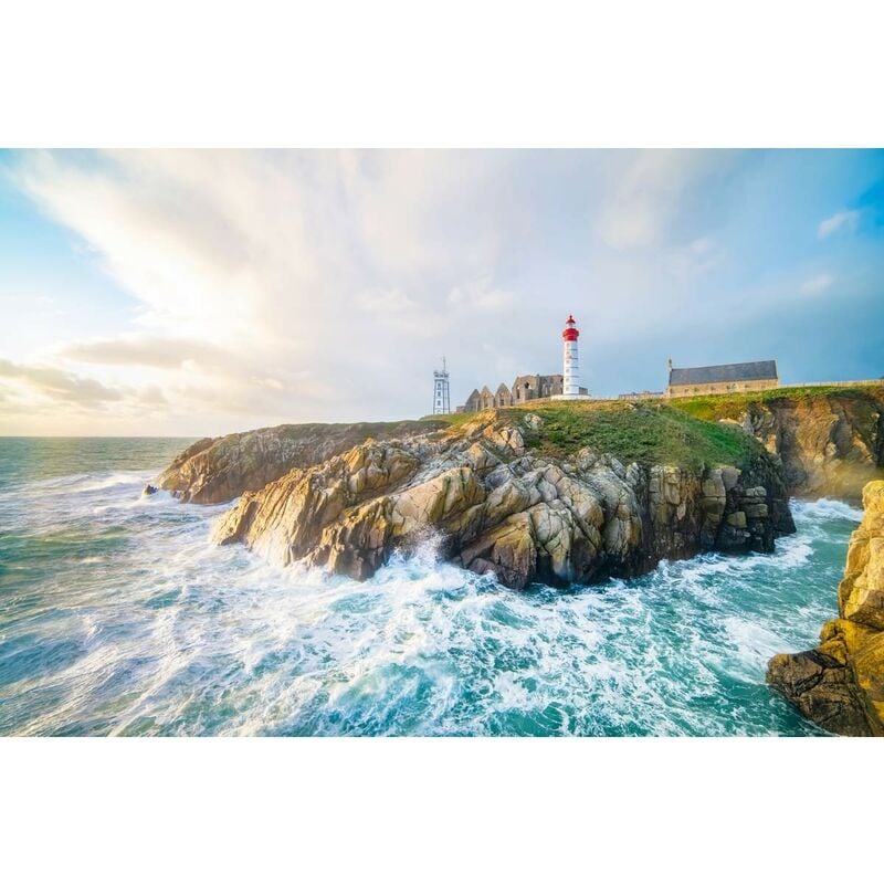 Ceanothe - Tableau sur toile phare Saint-Mathieu 45x65 cm - Impression sur Toile Murale Décorative - Image imprimée en hd sur Toile - Toile sur