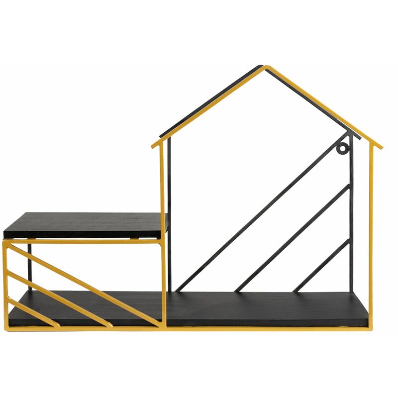 Karat - tagère murale Décoration intéieure moderne Tabor Noir / Or 47 x 34 x 12 cm