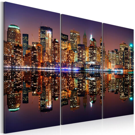 Tableau "New York avec une Réflexion sur l'eau" 40 x 60 cm