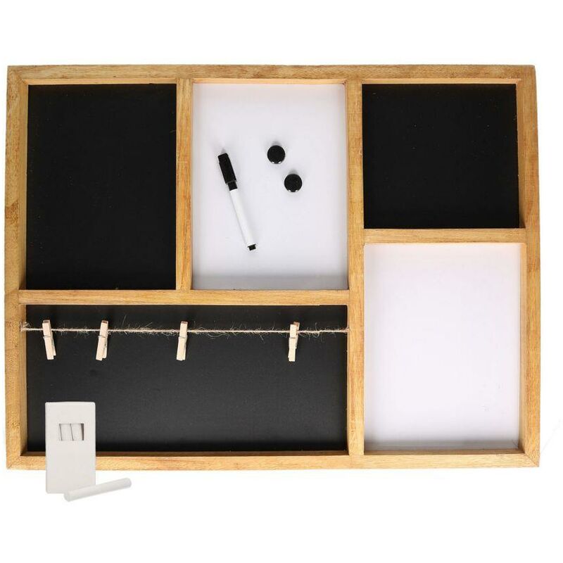 Tableau noir avec panneaux magnétiques, porte-mémo, marqueur et craie cm60x45x3,5