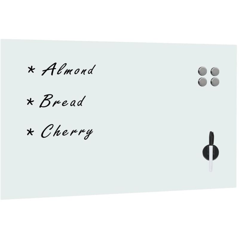 Vidaxl - Tableau blanc magnétique mural en verre 100 x 60 cm