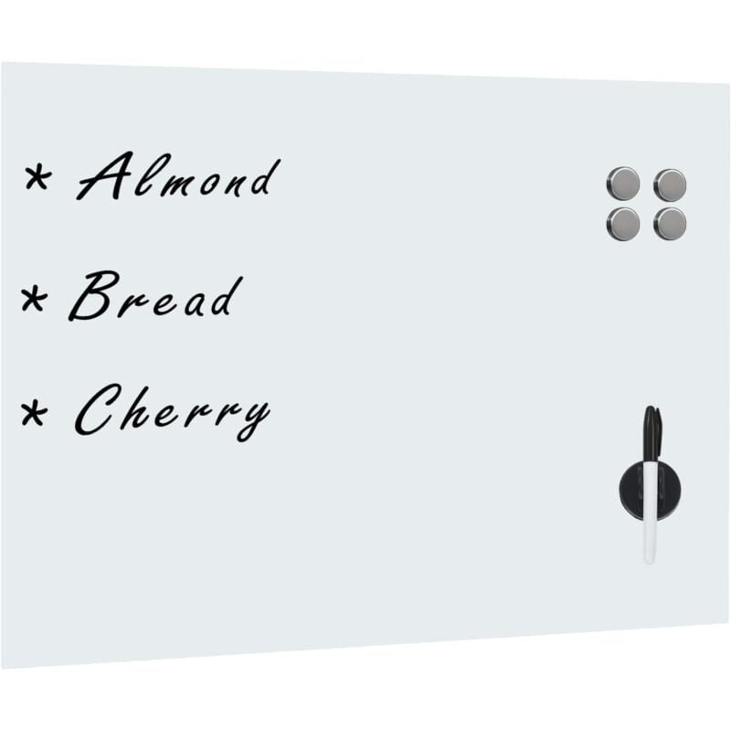 Vidaxl - Tableau blanc magnétique mural en verre 80 x 60 cm