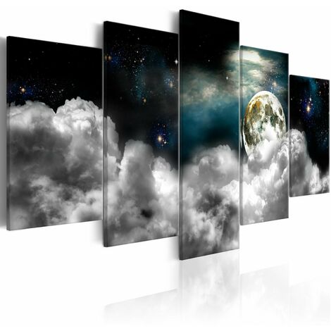 Tableau nuit magique II - Bleu, noir, gris, jaune