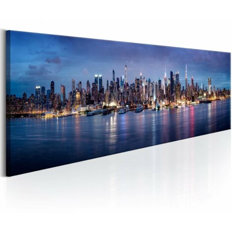 Tableau nuits new-yorkaises - Bleu, rose, violet