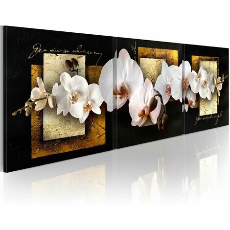 Tableau panoramique - chic et élégance - 120 x 40 cm - Blanc, Noir, Beige