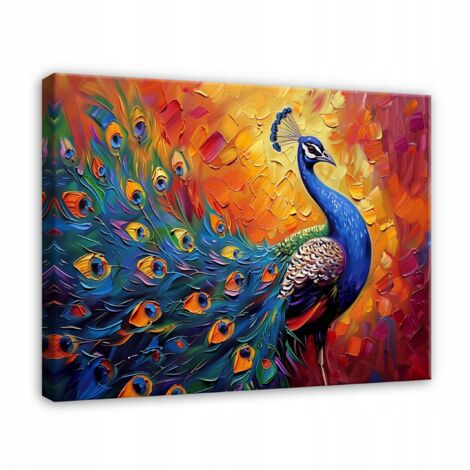 tableau paon coloré abstrait moderne sur toile Murale chambre 120x80