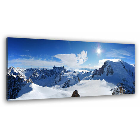 Tableau paysage chaîne du mont blanc au sommet - 80x30 cm