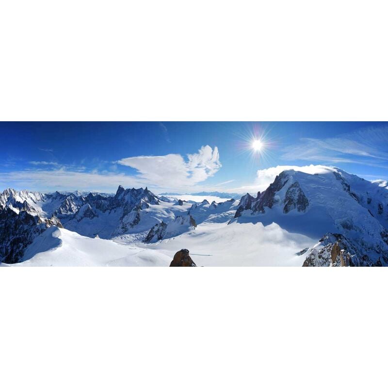 Hxadeco - Tableau paysage chaîne du mont blanc au sommet - 80x30 cm