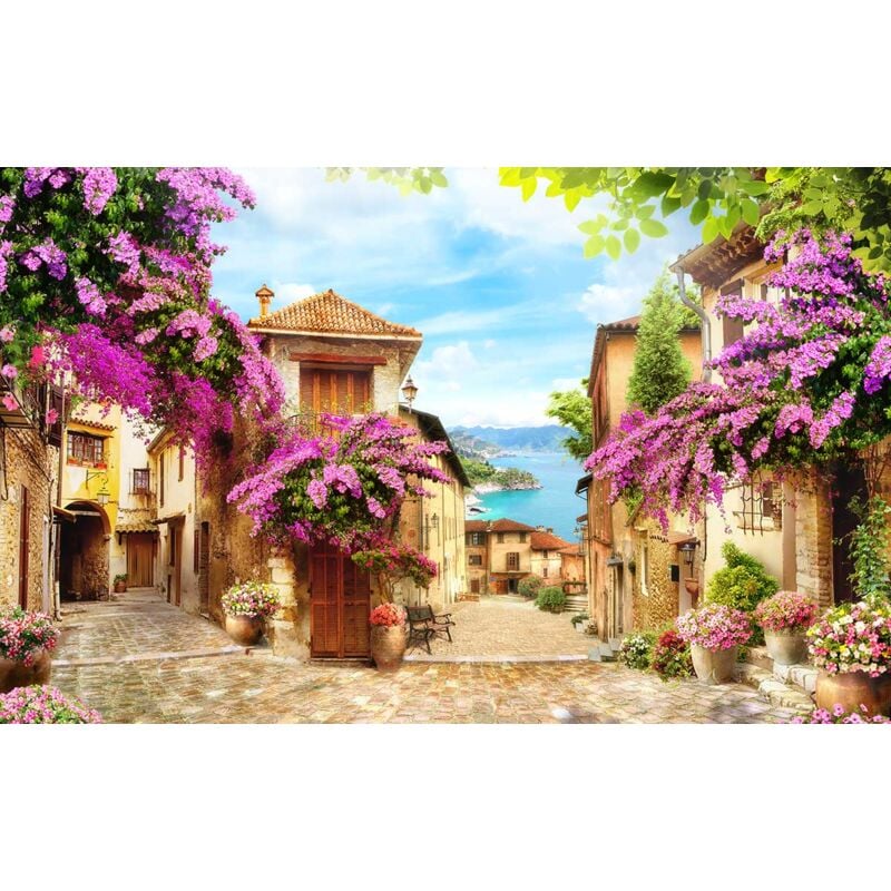 Tableau paysage de côme illustré - 80x50 cm