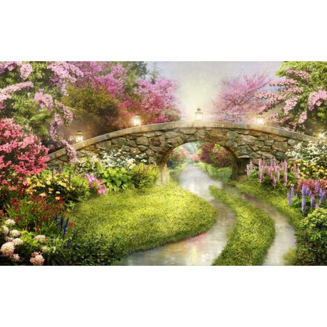 Tableau paysage illustré pont de pierre 80x50 cm – Impression UVgel sur toile intissé – Finition mat qualité premium – Encre sans substances nocives – Hxadeco