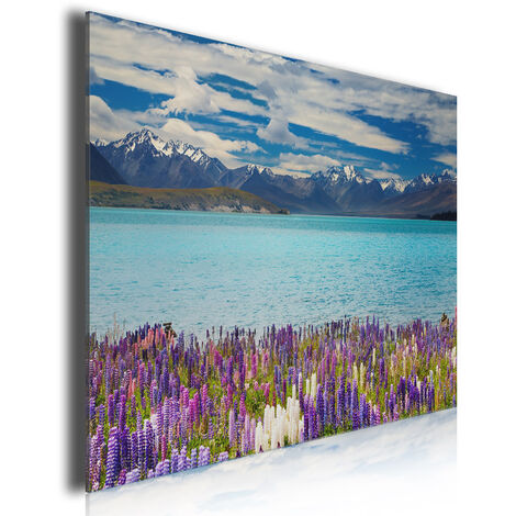 Tableau paysage lac de montagne et transparence, 80x50cm
