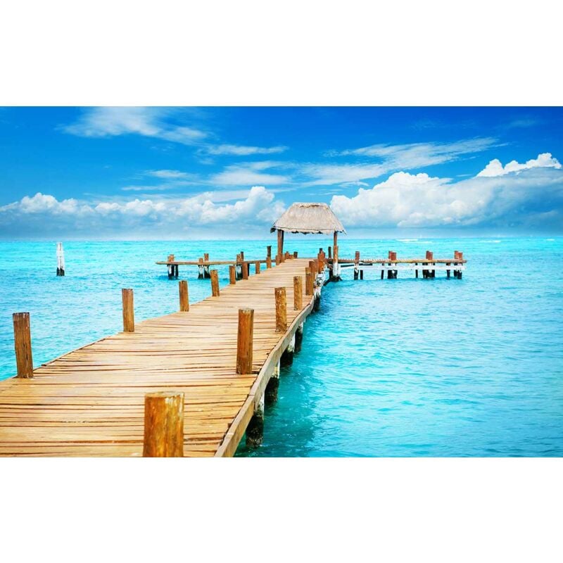 Tableau paysage ponton dans les caraibes - 80x50 cm