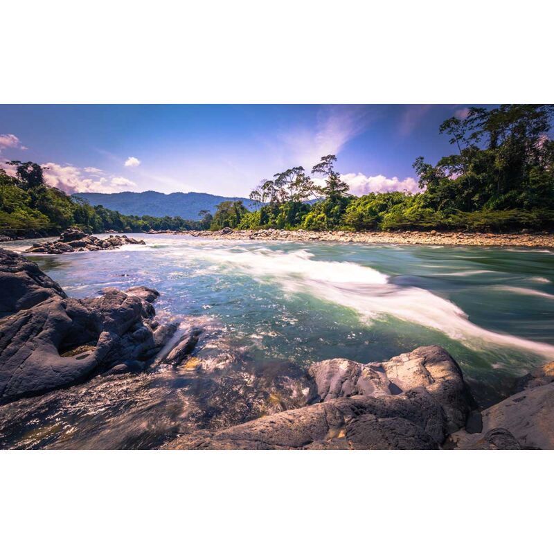 Hxadeco - Tableau paysage rivière en montagne - 80x50 cm