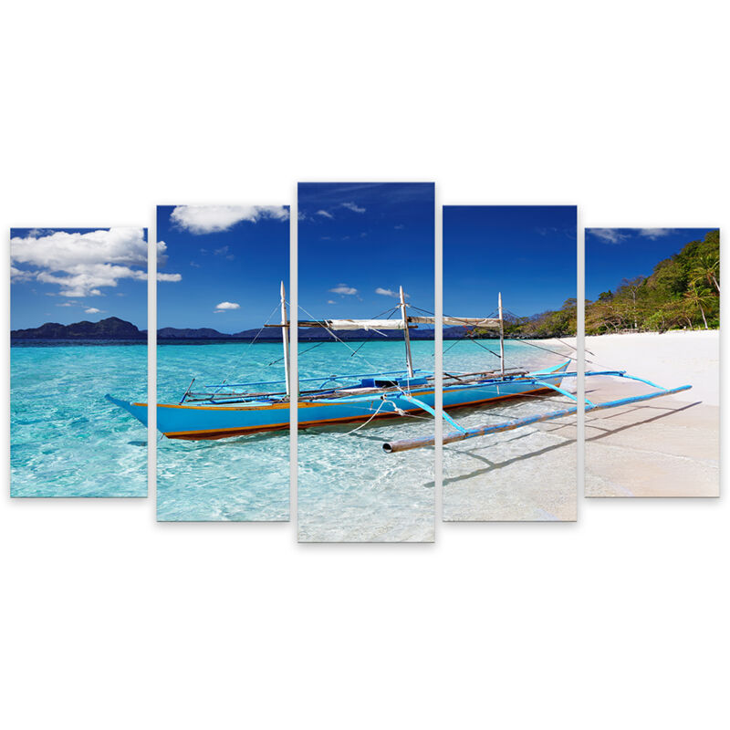 Hxadeco - Tableau paysage, Tableau pas cher, Tableau pirogue plage pattaya -thailande, 150x80cm