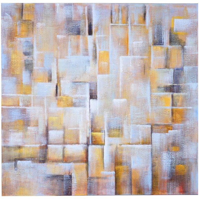 Tableau peinture à huile cubique, peint à la main à 100%, toile de décoration murale xl, 100x100cm