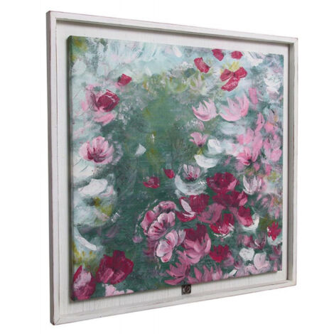 Tableau peinture à l'huile motif fleurs - Bois - Blanc - Interior's