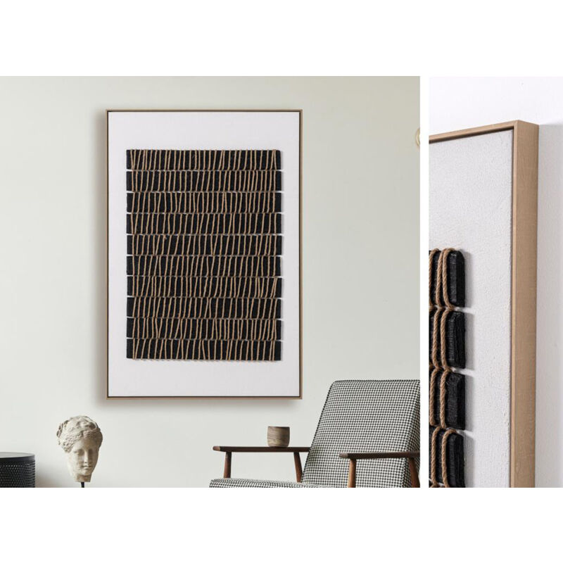 Tableau peinture à l'huile ,peinte à la main abstraite avec cadre en bois - Longueur 80 x Profondeur 4 x Hauteur 120 cm