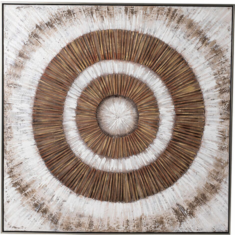 Tableau peinture à l'huile, peinte à la main avec cadre en bois noir et argenté - Longueur 100 x Profondeur 4 x Hauteur 100 cm
