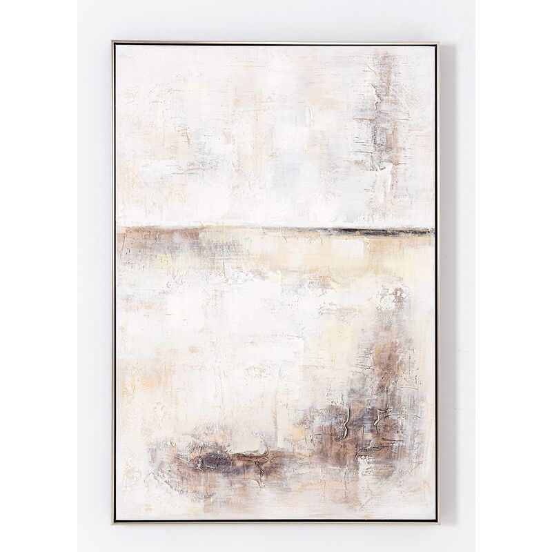 Tableau peinture à l'huile sur toile, peinte abstraite avec cadre en bois noir - Longueur 80 x Profondeur 3.5 x Hauteur 120 cm