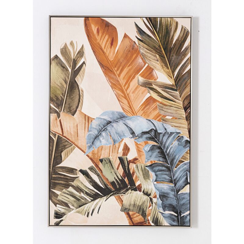 Tableau peinture à l'huile sur toile, peinte murale avec cadre en bois noir - Longueur 80 x Profondeur 3.5 x Hauteur 120 cm