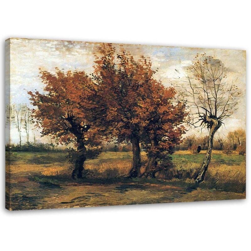 Image sur toile, Paysage d'automne avec quatre arbres - Reproduction v. van Gogh - 100x70