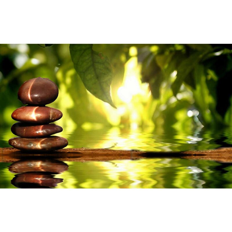 Hxadeco - Tableau photo jardin zen et galets - 80x50 cm