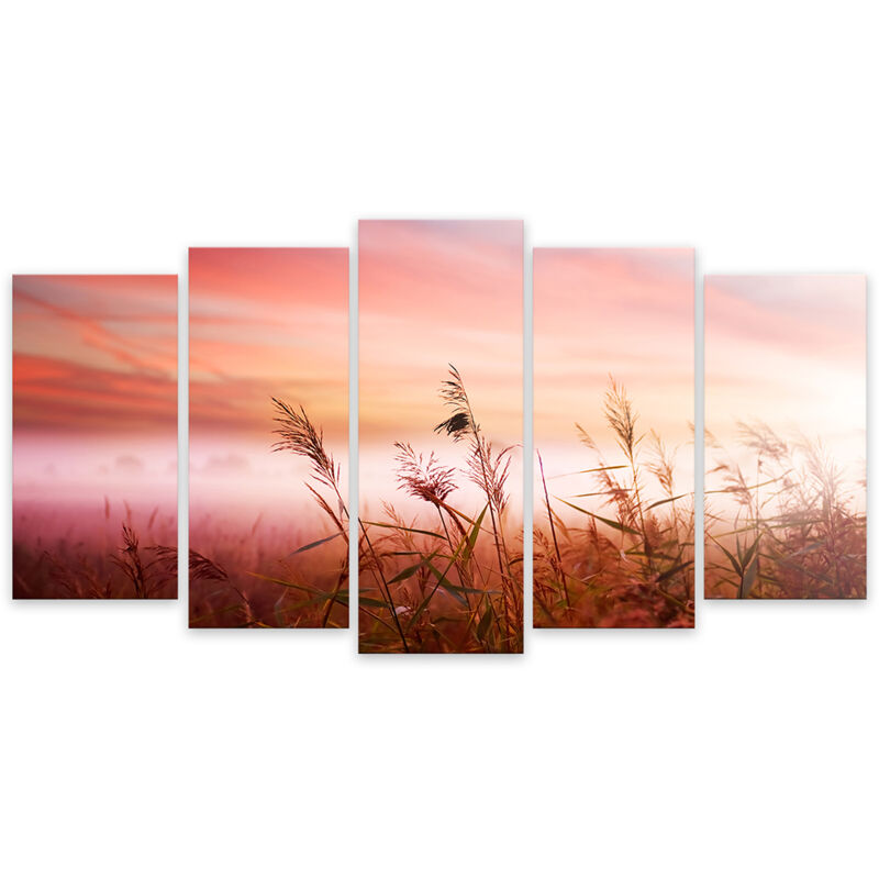 Hxadeco - Tableau photo paysage champ de blé au coucher, 150x80cm