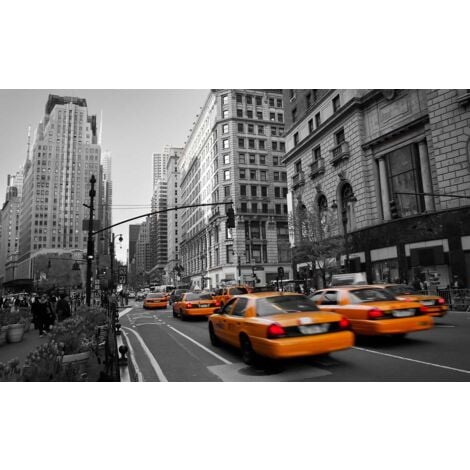 Tableau photo taxis jaunes en plein new york - 80x50 cm