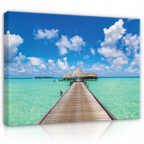 tableau plage mer nature mur moderne 120x80