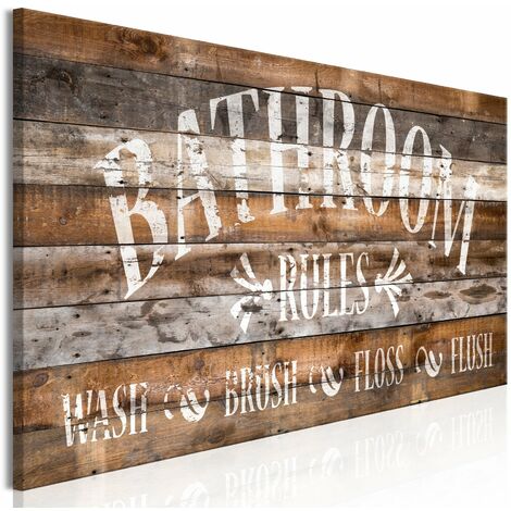 Tableau Planche en bois Règles de la salle de bain (1 partie) Étroit - 120 x 40 cm