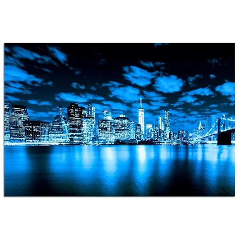 Tableau pont de brooklyn la nuit avec filtre bleu
