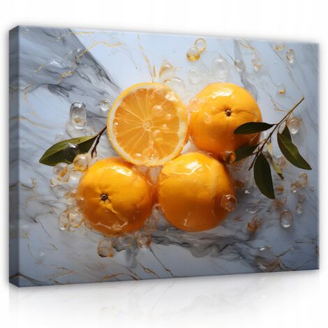 tableau pour cuisine fruits marbre abstrait sur toile Murale grand 60x40