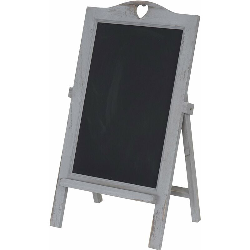 Tableau publicitaire panneau pour craie sur pied 66x37x27cm aspect vintage gris 040004311