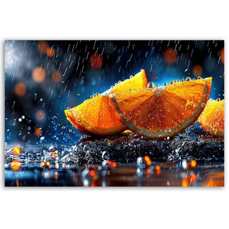 Tableau quartier d’orange sous la pluie