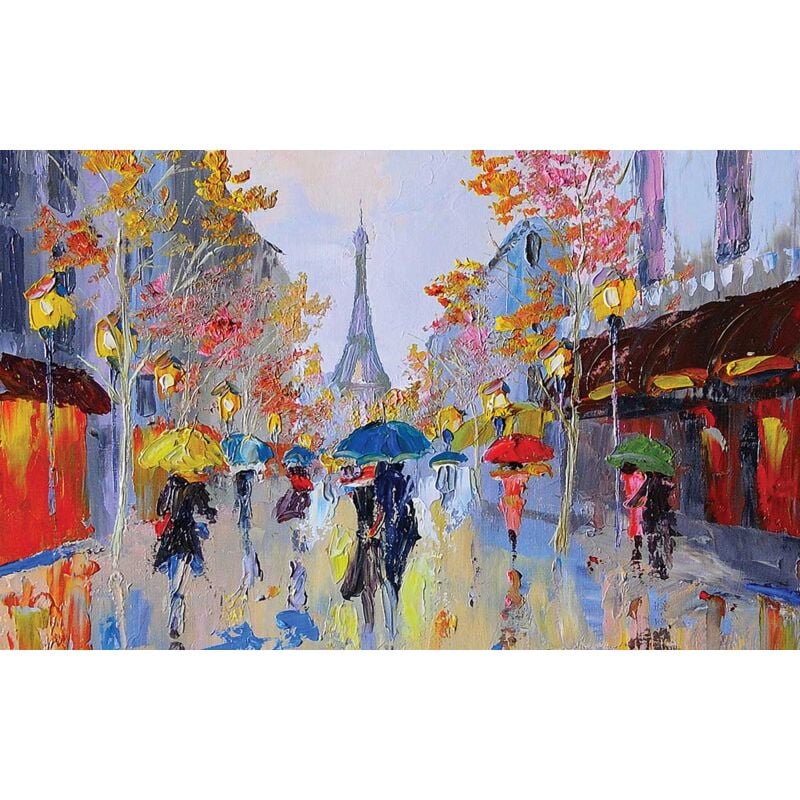 Hxadeco - Tableau reproduction Affiche paris sous la pluie, 80x50cm