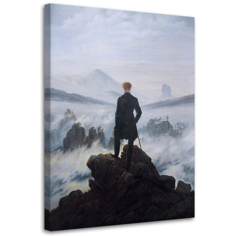 Tableau sur toile, Le Vagabond au-dessus de la Mer de Brouillard - Reproduction C. D. Friedrich - 40x60
