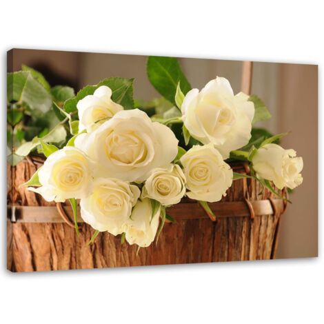 Tableau, Roses jaunes et blanches - 120x80