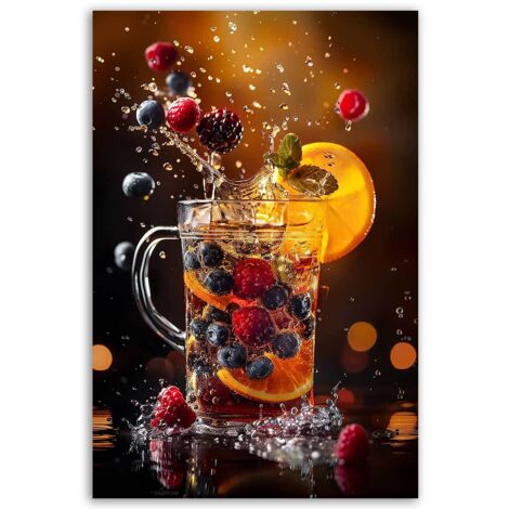 Tableau splash fruits lumineux