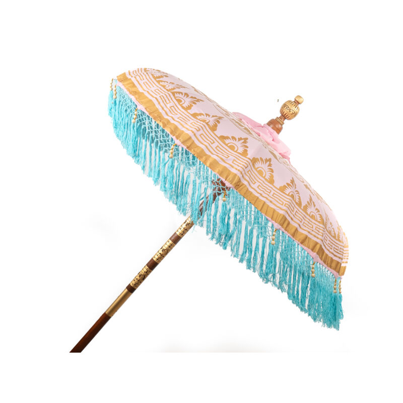 Parasol Balinais Rose à Franges